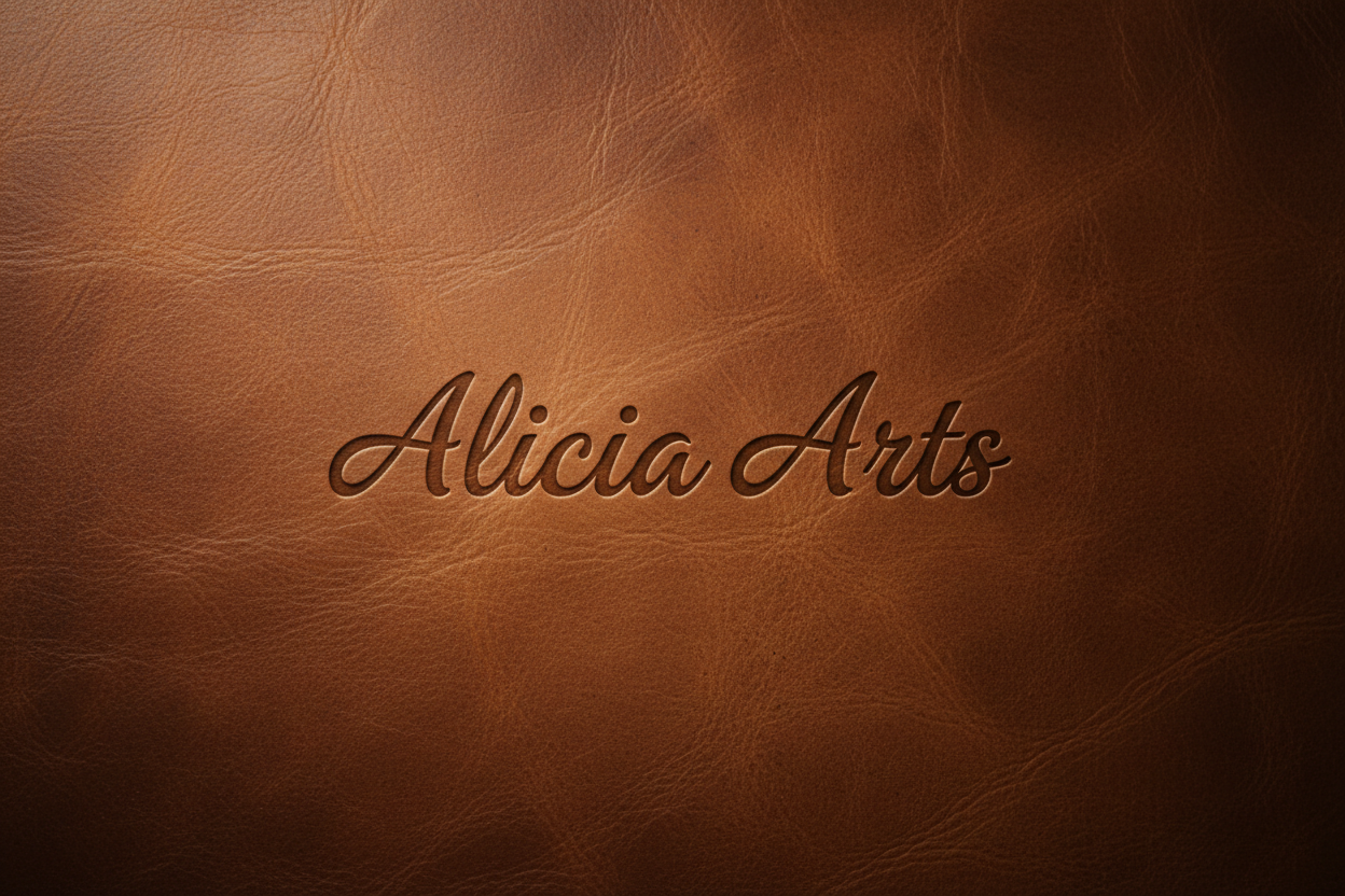 leather with Alicia arts logo